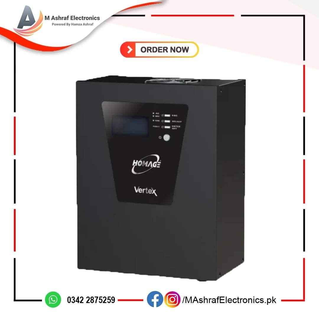 Homage Vertex ( SOLAR SUPPORTED INVERTER) HVS-1214-SCC 1200VA 1000Watts 12VDC 230VAC - M Ashraf Electronics