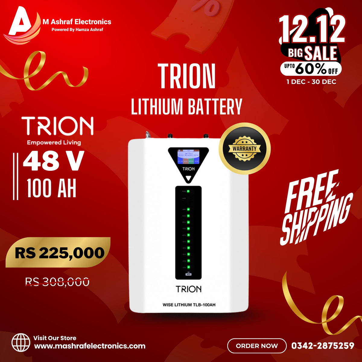 Trion WISE Solar Energy Storage System Built-in Wi-Fi and 51.2V 100Ah  48V  Lithium Battery 5 year Warranty M Ashraf Electronics