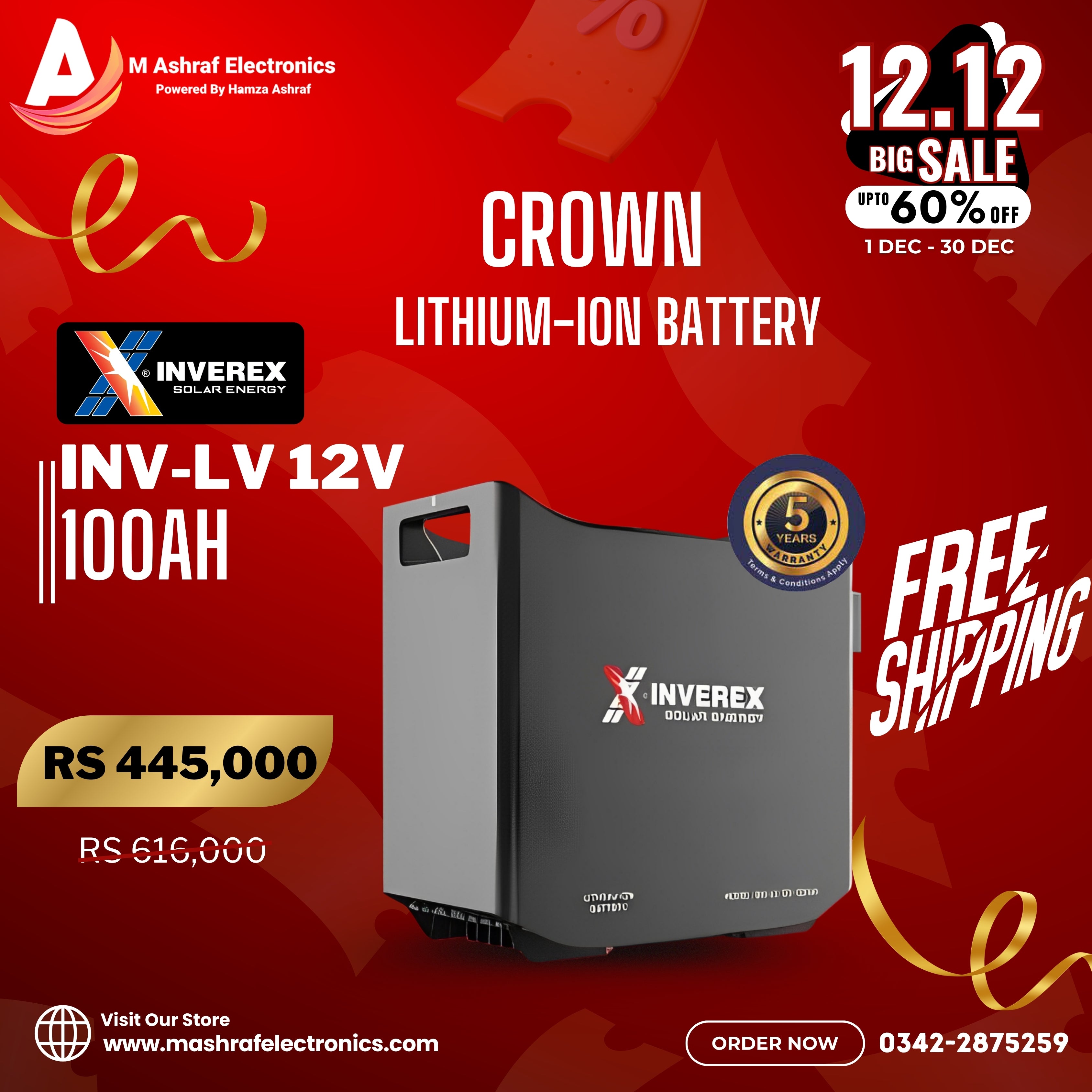 Inverex Lithium-ION Battery INV-LV 12V 100Ah 5 Year Warranty