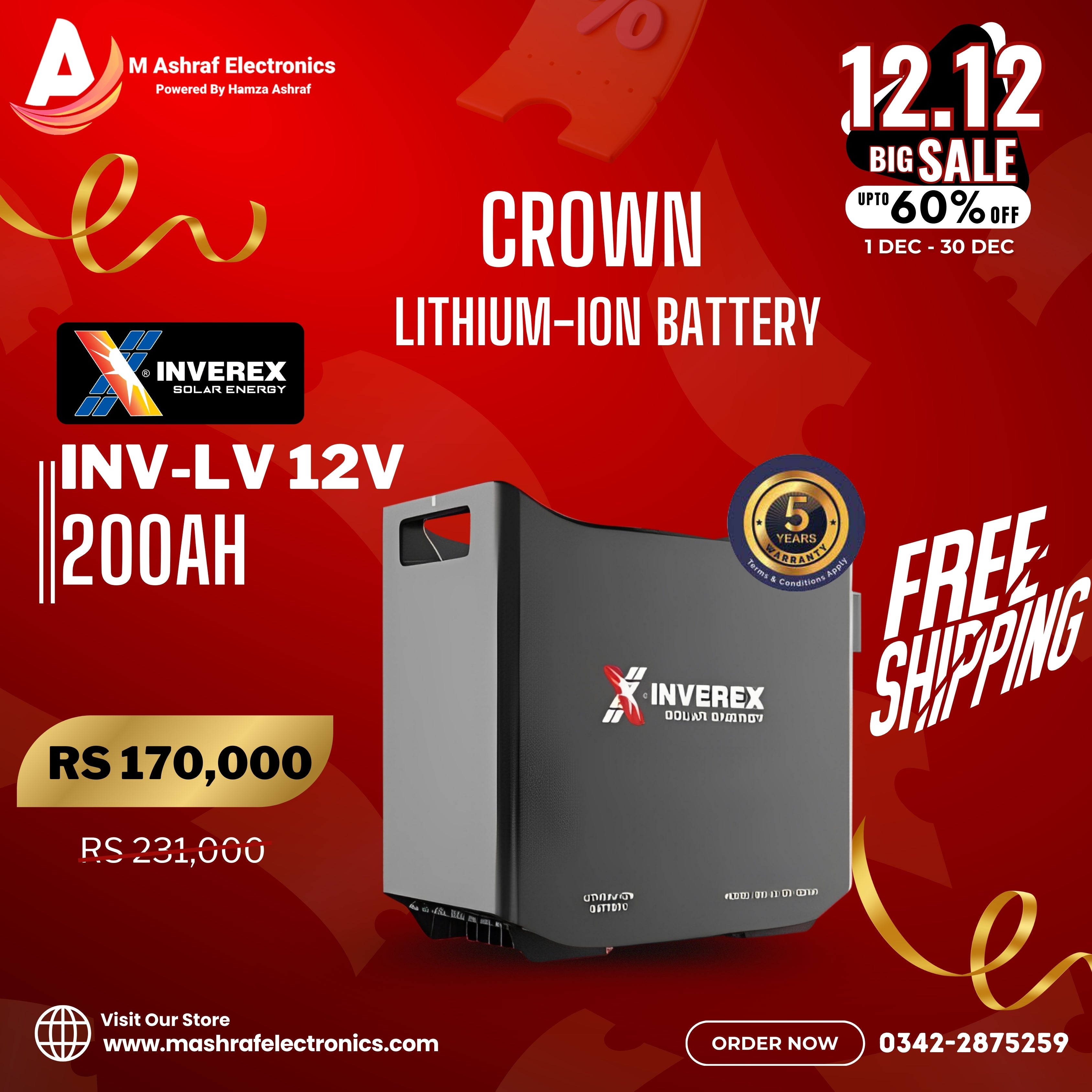 Inverex Lithium-ION Battery INV-LV 12V 200Ah 5 Year Warranty