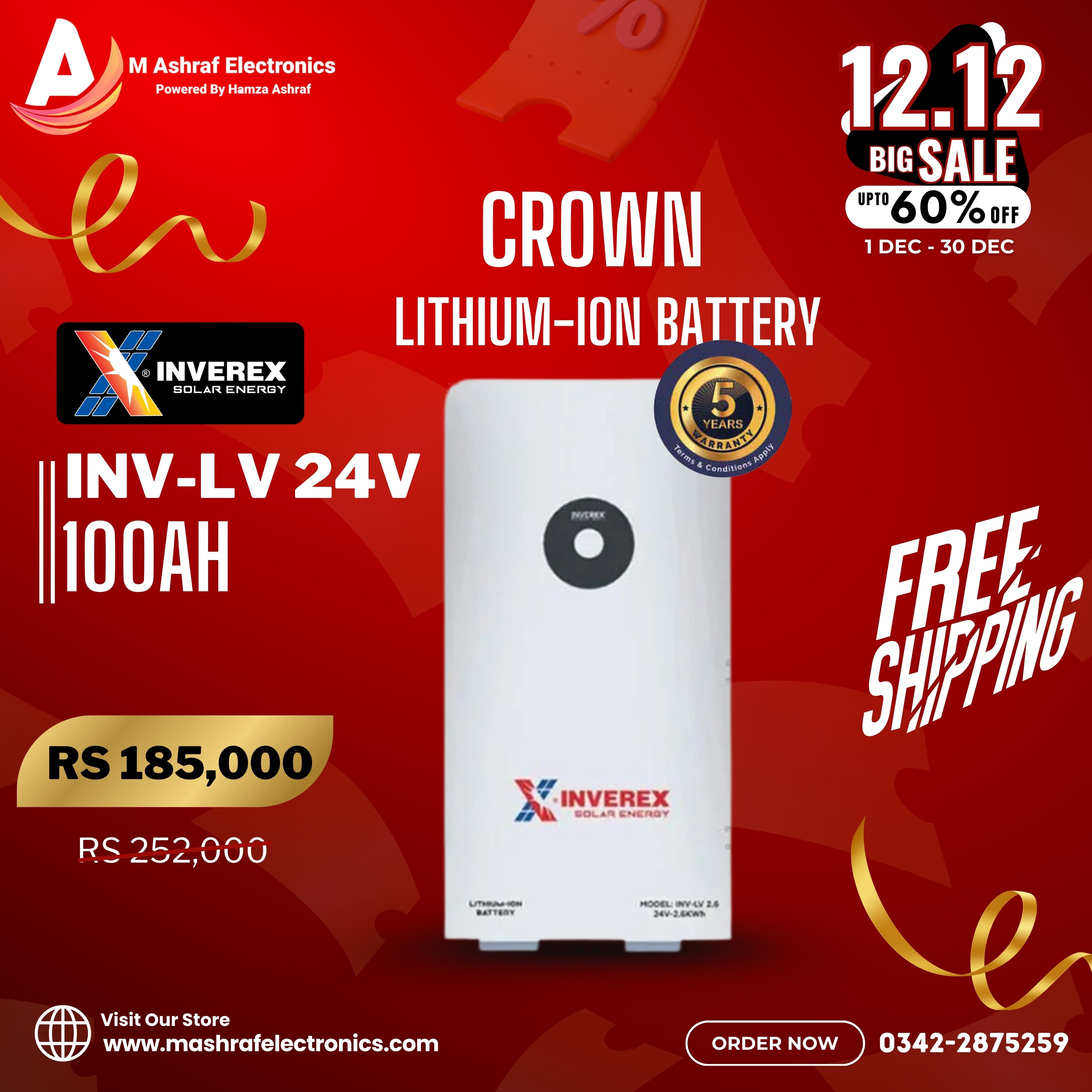 Inverex Lithium-ION battery  INVLV 24V2.6 100Ah 5 Year Warranty