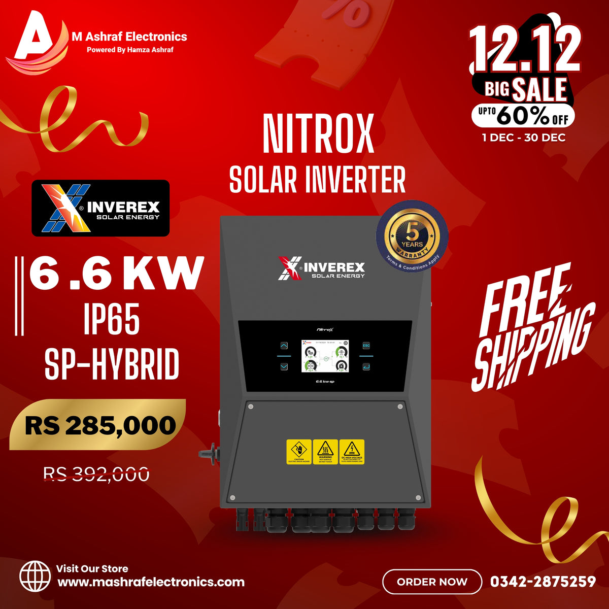Inverex NitroX 6.6KW SP Hybrid IP65 Dual MPPT Solar Inverter Brand Warranty