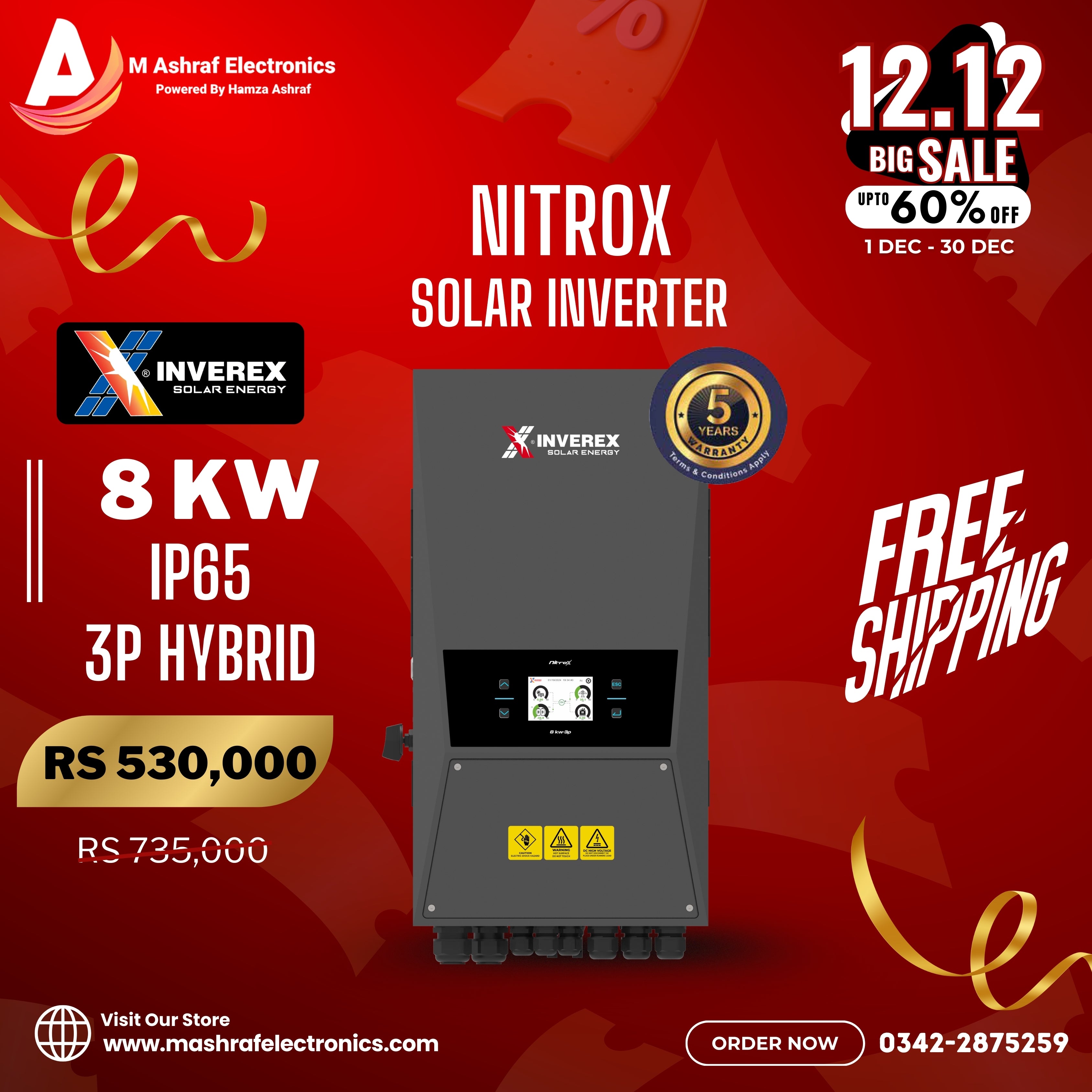 Inverex NitroX 8KW 3P Hybrid Inverter 3 Phase solar inverter Brand Warranty