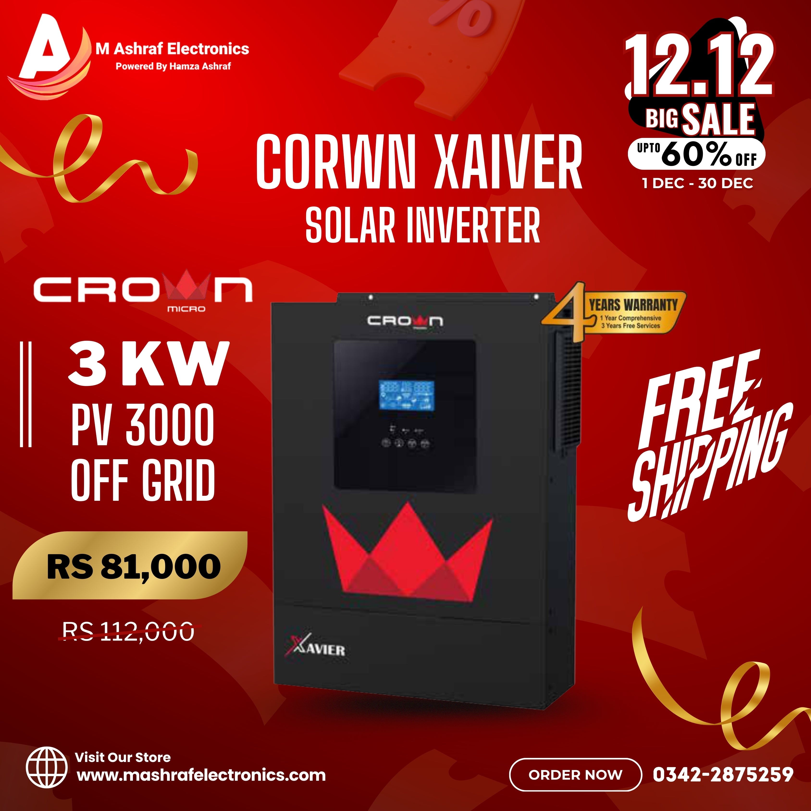 Crown Micro Xavier 3KW 3000 Watt Hybrid Solar Inverter Xavier Pure Sine Wave