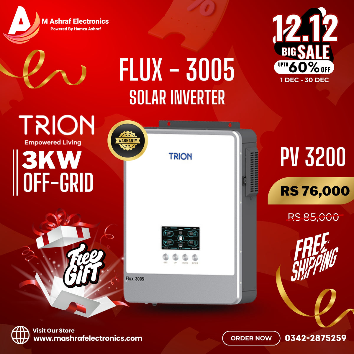 Trion Flux 3005 3000 Watts Off Grid Solar Inverter with Solar Charge Controller