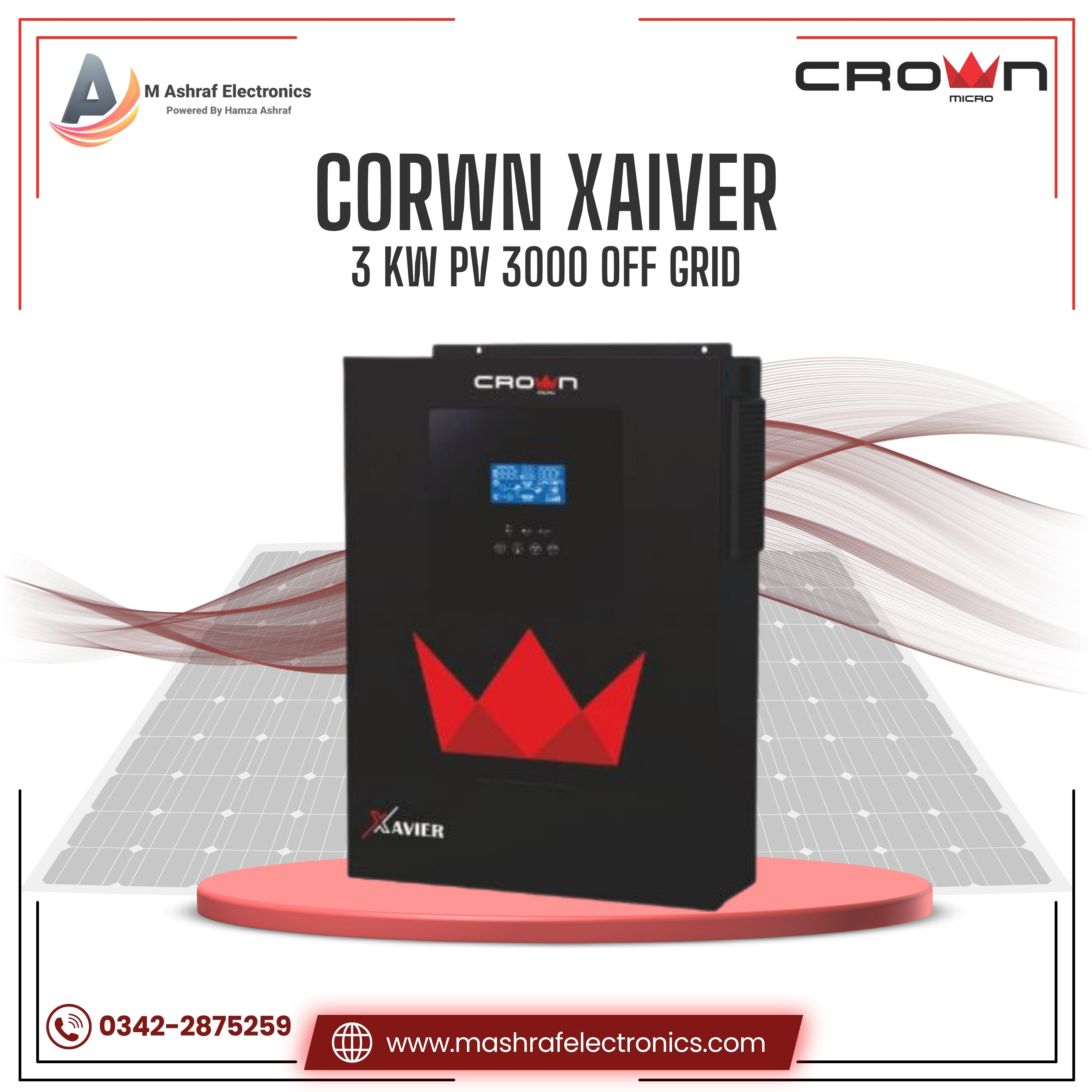 Crown Micro Xavier 3KW 3000 Watt Hybrid Solar Inverter Xavier Pure Sine Wave