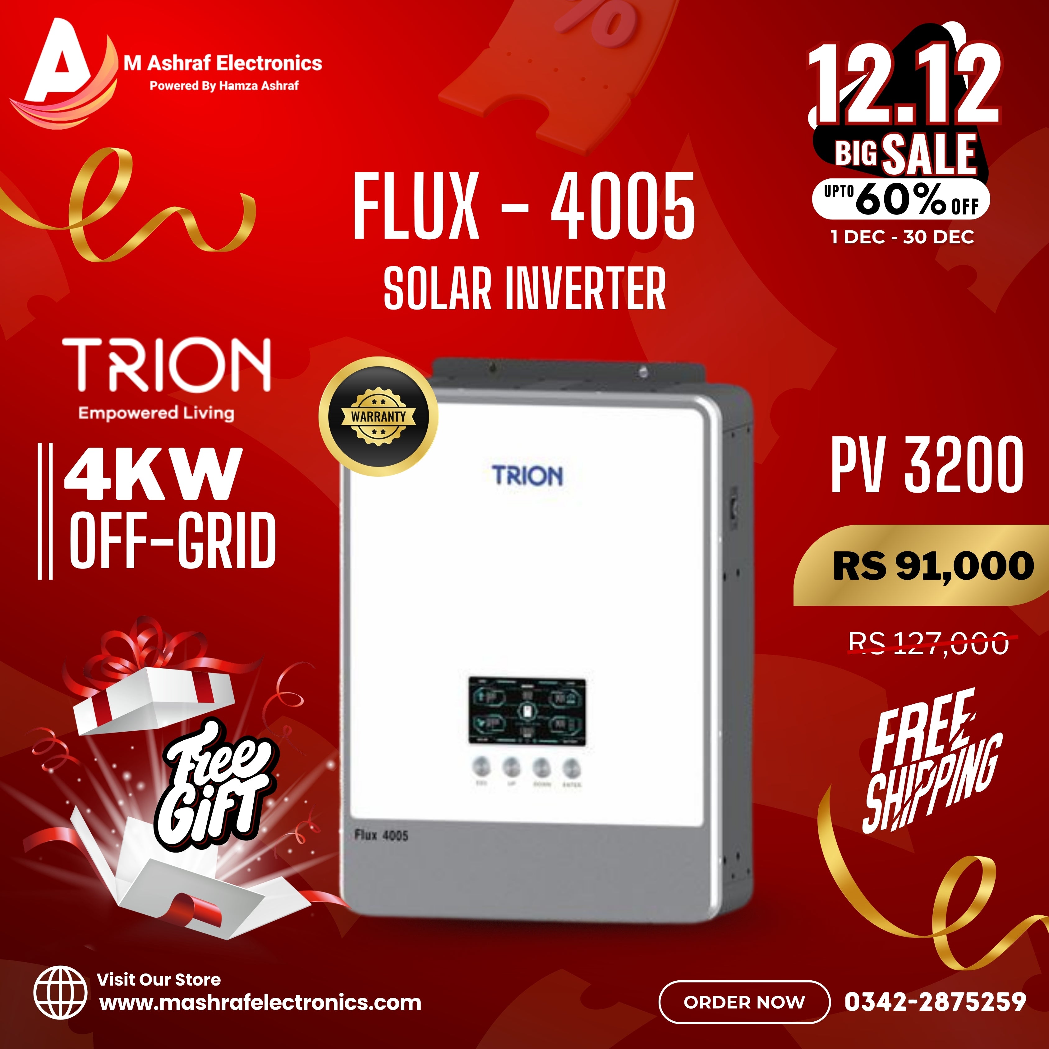 Trion Flux 4005 3800Watts PV4200 Off Grid Solar Inverter & Controller