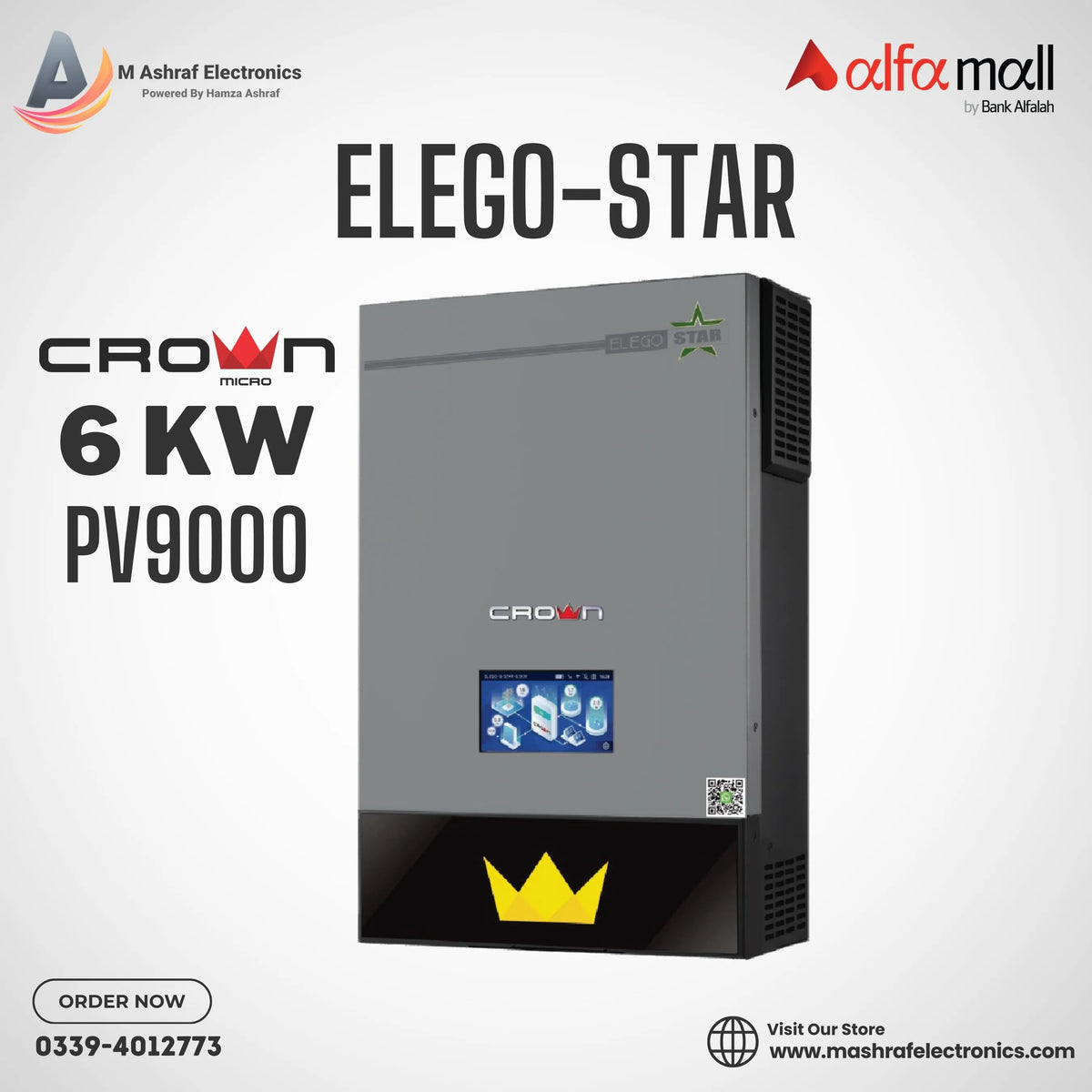 Crown Elego Star 6.5KW Solar Hybrid Inverter Pure sine wave solar MPPT 5 Year Warranty