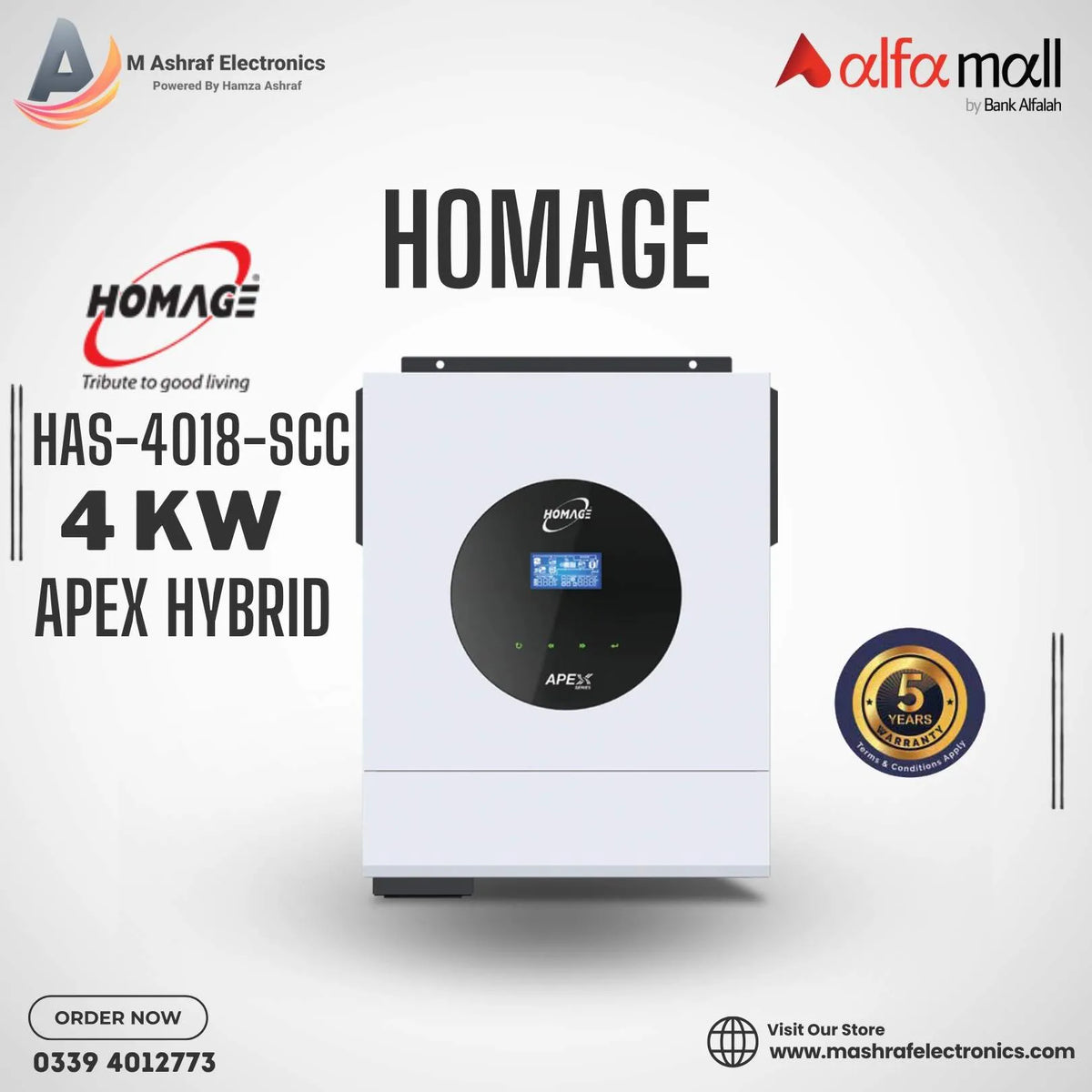 HOMAGE HAS-4018SCC (Hybrid) 4KW 4000Watt 27A Solar Inverter