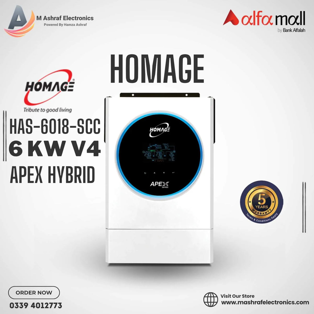 HOMAGE HAS-6018SCC V4 (Hybrid) 6KW 6000Watt 30A Solar Inverter