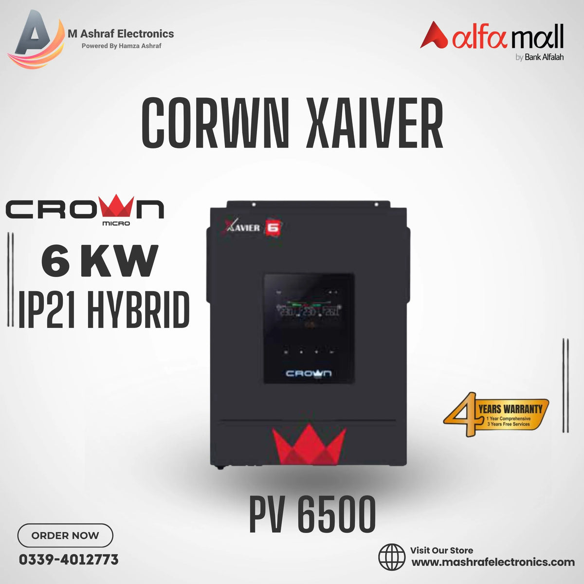 Crown Xavier ii 6kW Hybrid Solar Inverter With 6500W Brand Warranty