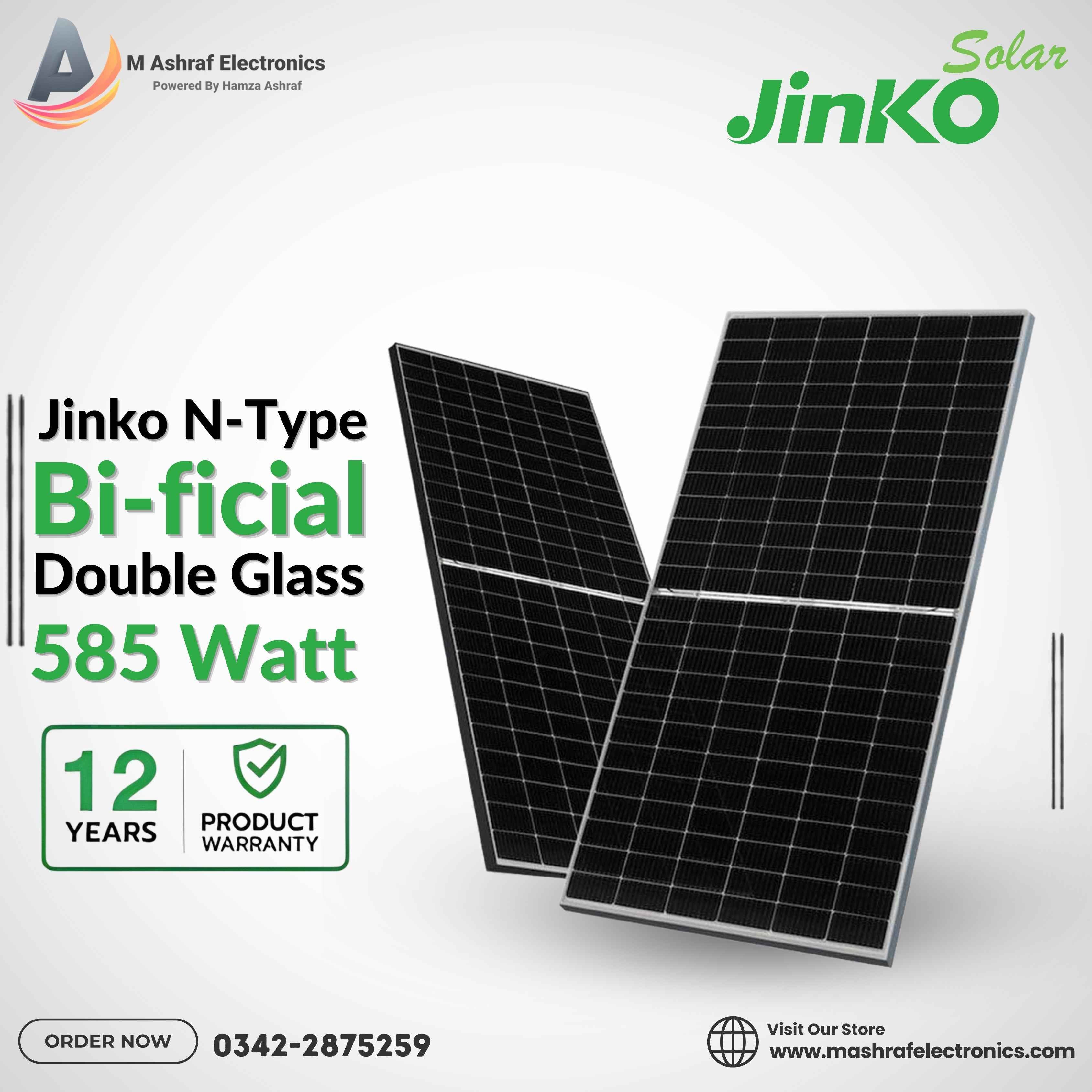 Jinko Tiger Neo NType Bifacial Double Glass 585W Solar Panel only For Karachi