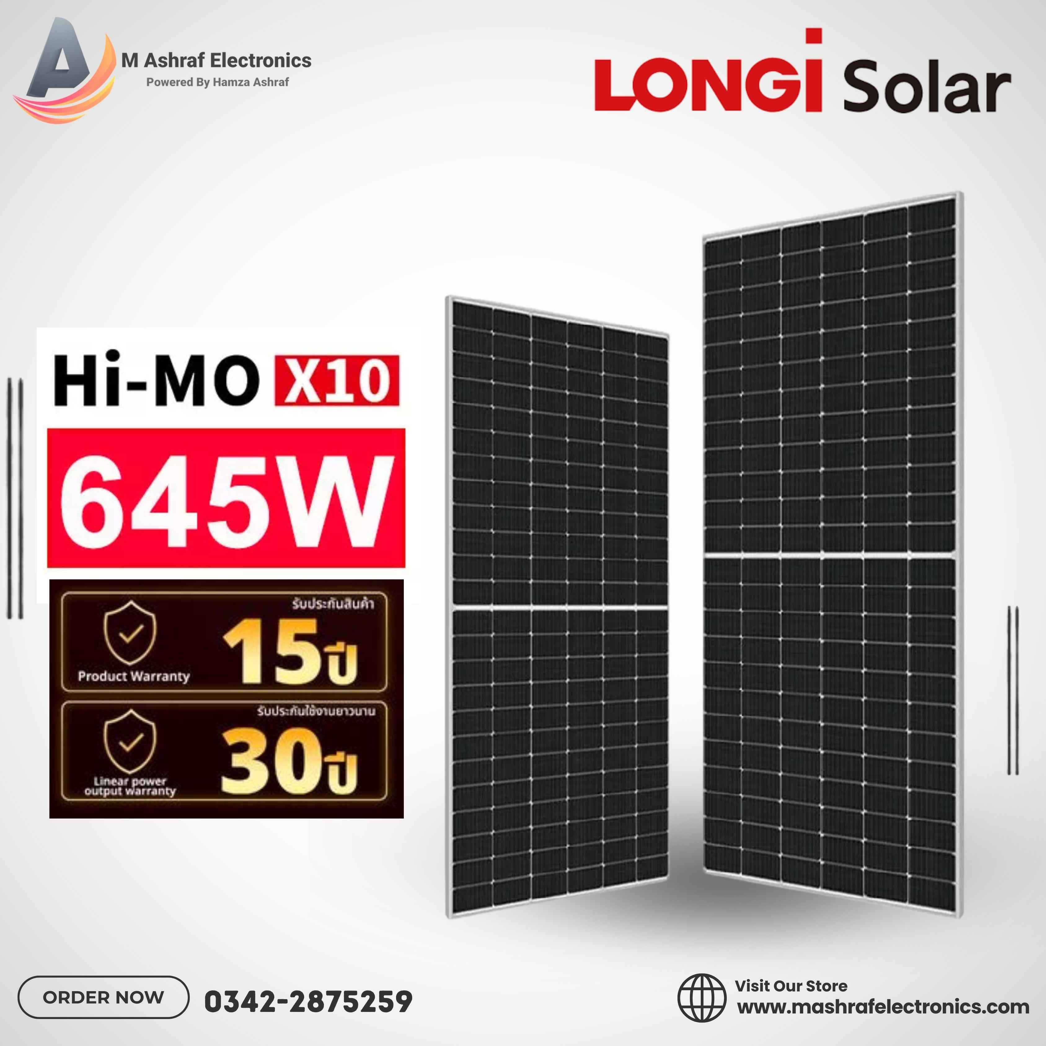 LONGi Hi MO X10 645W Bifacial Panel A Grade Pv Bifacial N Type Tocon Mono Solar Panel