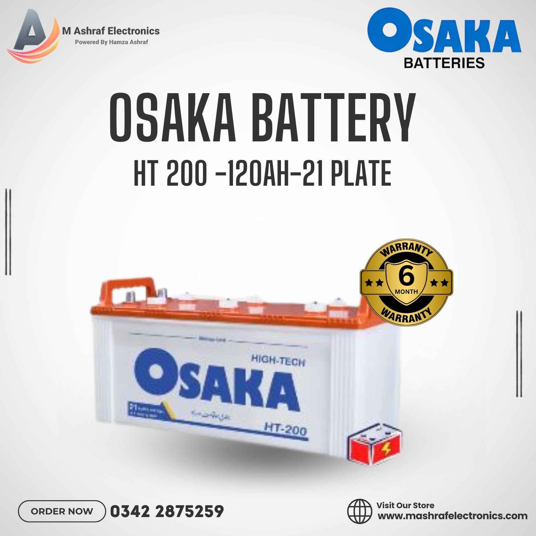 Osaka HT 200 21 plates 120 AH Battery 06 months Warranty